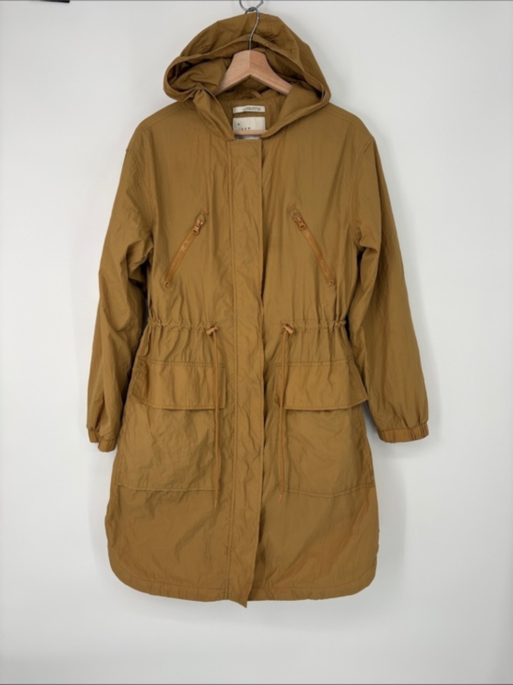 🏹 a new day Hooded Utility Anorak Jacket in camel water resistant cargo pockets